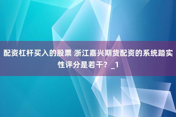 配资杠杆买入的股票 浙江嘉兴期货配资的系统踏实性评分是若干?_1