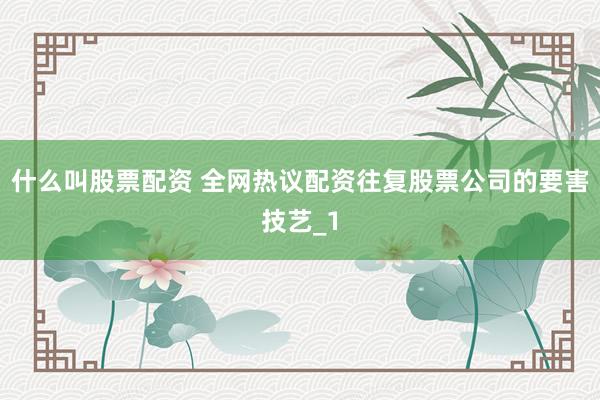 什么叫股票配资 全网热议配资往复股票公司的要害技艺_1